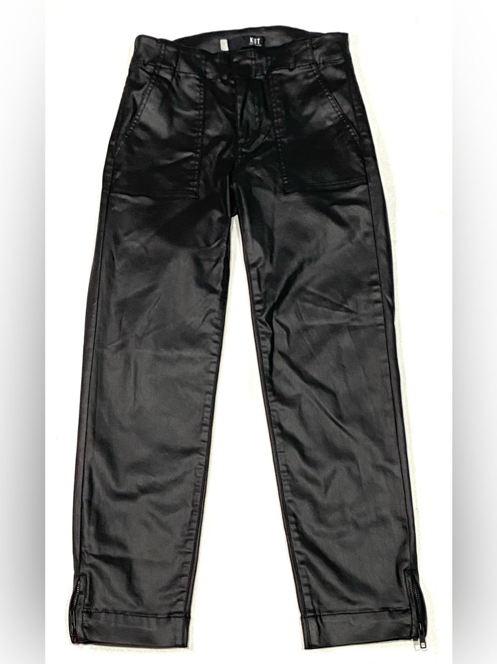 Kut from the Kloth Reese Ankle Straight Leg Women’s Black Faux Leather Jeans 2